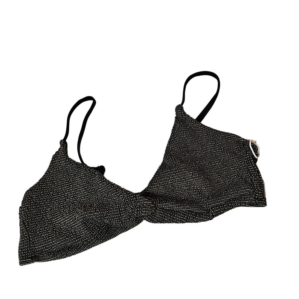 Good‎ American Always Fits Sculpt Twist Bikini Top Swim Top Black Gold Plus 2x